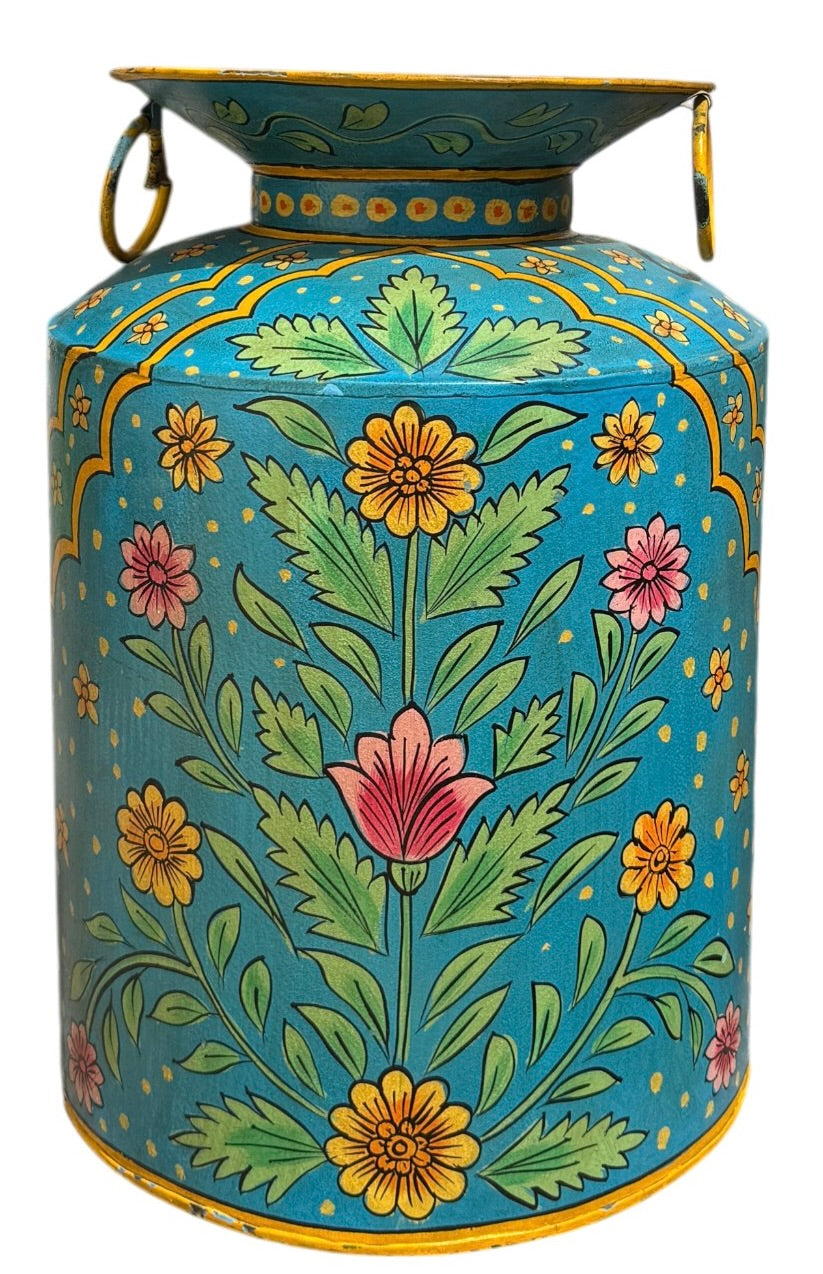 Metal hand painted planter