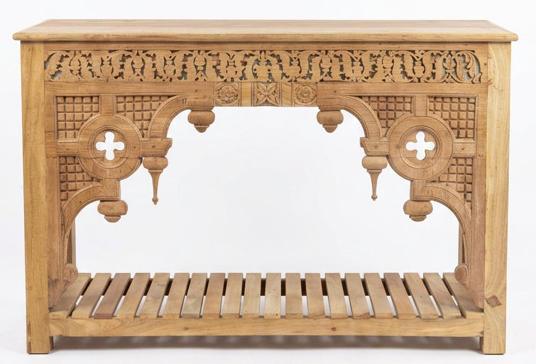 Natural / Bleached Console Intricate Carving