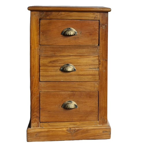 Teak 3 Drawer Bedside / Side table