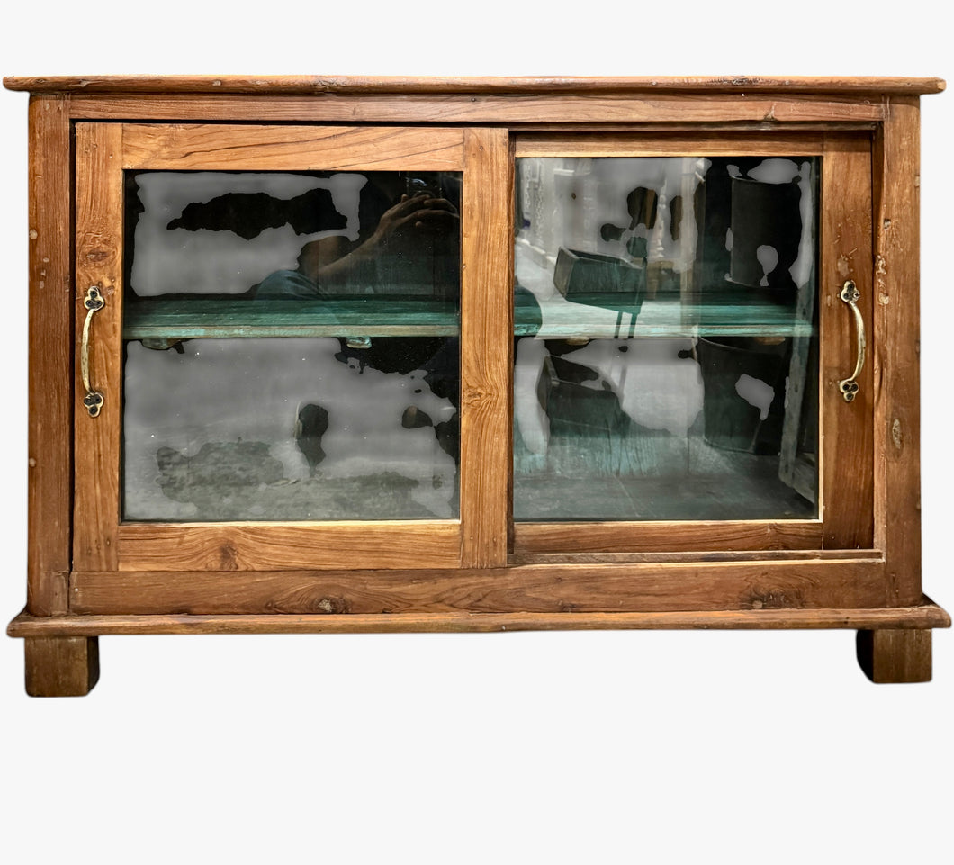 vintage cabinet with sliding glass doors 