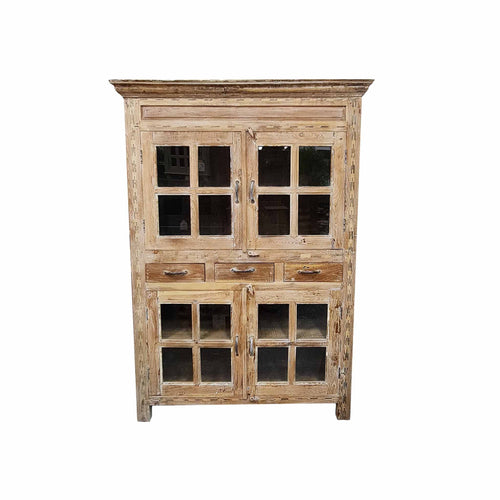 Vintage Old Teak Glass Cabinet